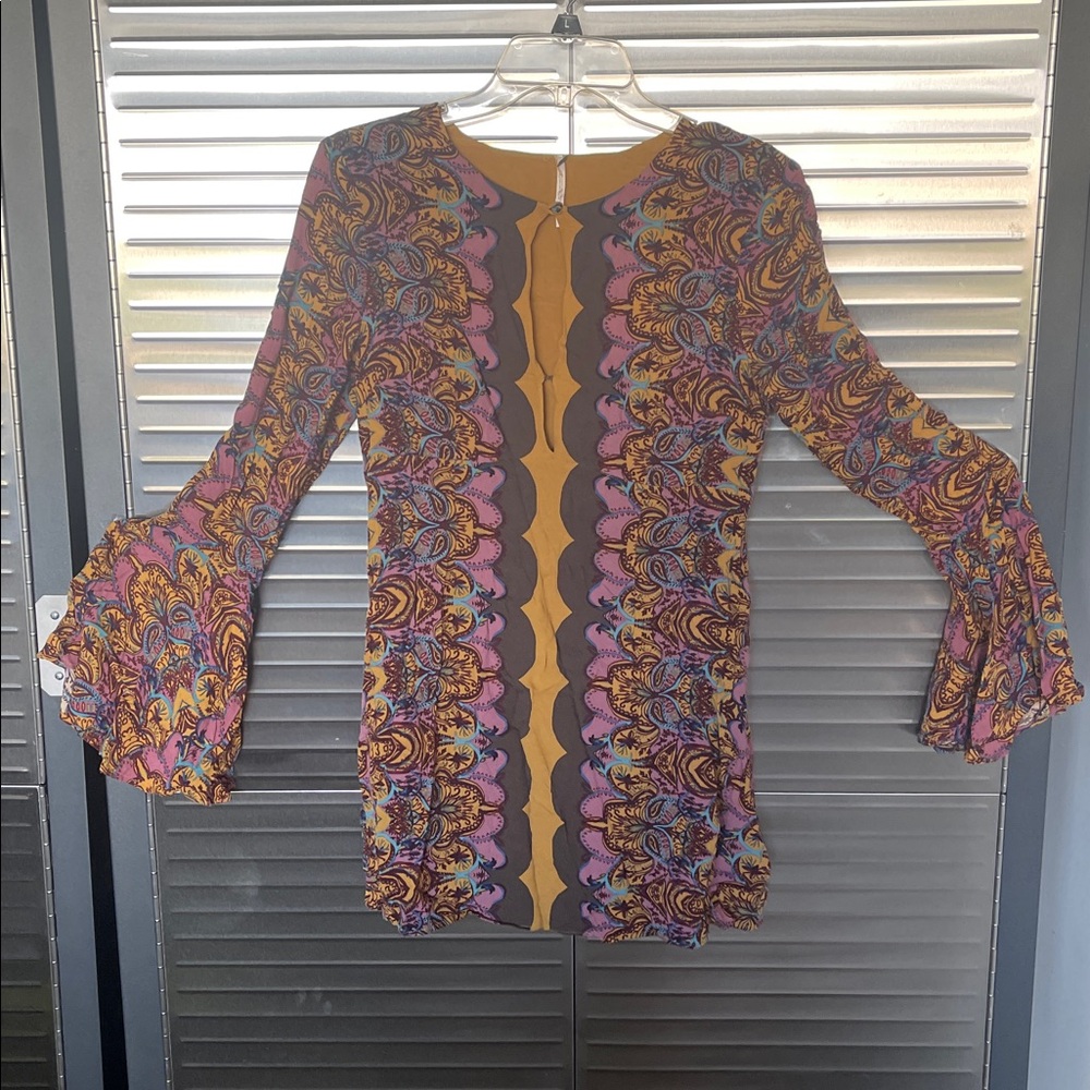 Bohemian Paisley Bell Sleeve Dress